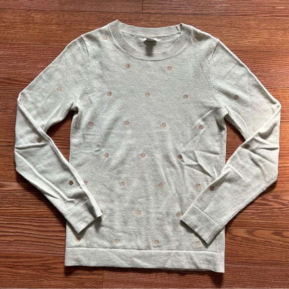 Like New J Crew Sweater with Embroidered Gold Dots - Picture 4 of 8